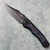 Heretic Knives Wraith V4 Auto Bowie Black Handle w/ Damtanium Camo Carbon Inlays DLC Standard Blade Blue Tritium Button American Edge Exclusive H002-6A-DM/CC
