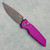 Pro-Tech TR-3 Integrity Button Lock Relic Textured Purple Handle Damascus Blade (Consignment)