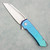 MachineWise Mojave Frame Lock Flipper Teal Fade Titanium Grenade Texture Handle Stonewashed S90V Blade