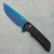 Pro-Tech Mordax Button Lock Flipper Solid Black Handle Sapphire Blue Magnacut Blade CAL26.MORDAX.1