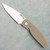 Three Rivers Manufacturing TRM Atom Liner Lock Flat Desert Tan G10 Scales Stonewashed MagnaCut Blade