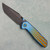 NCC Knives Ragnarok V4 Frame Lock Blue Cracked Ice Satin Flats Bronze Solar Flare Titanium Handles Acidwash Harpoon Blade