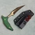 Microtech Marfione Select Bastinelli Bee Fixed Blade Antique Green Titanium Handle Bronzed Full Serrated Blade Bronze Hardware 218-15MS1