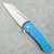MachineWise Mojave Frame Lock Flipper Electric Blue Titanium Stars Texture Handle Stonewashed S90V Blade