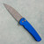 Pro-Tech Malibu Button Lock Flipper Wharncliffe Blue Handle Acidwash 20CV Blade 5102-BLUE