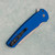 Pro-Tech Malibu Button Lock Flipper Reverse Tanto Textured Blue Handle Stonewash M390 Blade DLT.MALIBU.3 (Pre-owned)