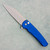 Pro-Tech Malibu Button Lock Flipper Wharncliffe Solid Blue Handle Stonewash Magnacut Blade 5301-BLUE (Pre-owned)