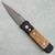 Pro-Tech Godson Black Handle w/ Maple Burl Wood Inlays Ladder Damascus Blade Mosaic Button Limited Edition 706-DAM-LADDER (Consignment)