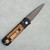 Pro-Tech Godson Black Handle w/ Maple Burl Wood Inlays Ladder Damascus Blade Mosaic Button Limited Edition 706-DAM-LADDER (Consignment)