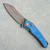G&G Hawk Talon Hawk Lock w/Toggle Detent Titanium Handle w/ Ocean Blue Glass Inlays Stonewash Blade