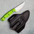 Microtech Akris Fixed Blade High Vis G10 Handles Stonewash M390MK Blade 95-10HV-1 With Dark Chocolate Leather Sheath
