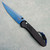Pro-Tech Avalon Button Lock Solid Black Handle Sapphire Blue PVD Blade BSA26.AVALON.1