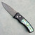 Pro-Tech Duke 2 Auto Black Aluminum Handles w/ Mosaic Abalone Inlay Chad Nichols Raindrop Damascus Blade 2026DUKECUSTOM007
