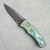 Pro-Tech Duke 2 Auto Seafoam Green Titanium Handles w/ Mosaic Abalone Inlay Chad Nichols Raindrop Damascus Blade 2026DUKECUSTOM005