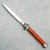 Frank Beltrame Italian 11" Stiletto Auto Red Heart Wood Handles Polished Flat Blade