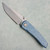 Sharknivco Custom Waka V4.9 Frame Lock Stonewash Light Blue Honeycomb Milled Titanium Handle RWL34 Polished Stonewash Blade