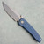 Sharknivco Custom Waka V4.9 Frame Lock Stonewash Blue Honeycomb Milled Titanium Handle RWL34 Polished Stonewash Blade