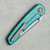 Sharknivco Custom Waka V4.9 Frame Lock Stonewash Teal Honeycomb Milled Titanium Handle RWL34 Polished Stonewash Blade
