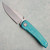 Sharknivco Custom Waka V4.9 Frame Lock Stonewash Teal Honeycomb Milled Titanium Handle RWL34 Polished Stonewash Blade