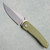 Sharknivco Custom Waka V4.9 Frame Lock Stonewash Green Honeycomb Milled Titanium Handle RWL34 Polished Stonewash Blade