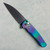 Pro-Tech Malibu Button Lock Flipper Wharncliffe Northern Lights Anodized Handle DLC Blade American Edge Exclusive AE.MALIBU.3