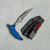 Microtech Marfione Select Bastinelli Bee Fixed Blade Antique Blue Titanium Handle Apocalyptic Standard Blade Blue Hardware 218-10APMS3