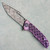 John Gray Custom Slitter V2 Frame Lock Chain Link Purple Titanium Handle Dark Rain MagnaCut Harpoon Tanto Blade