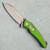 G&G Hawk Talon Auto Brightwashed Titanium Handle w/ Spring Green Glass Inlays Brightwashed Blade