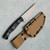 Microtech Akris Fixed Blade Black G-10 Handle Stonewash Standard Blade Tan Kydex Sheath w/ Belt Loop 95-10BK-6
