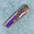 MachineWise Sonora Button Lock Flipper Diamonds Texture Rose Gold Skeletonized Titanium Integral Handle Purple Titanium Bolster/Clip Stonewash S90V Blade