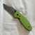 Krein Knives Custom Alpha Liner Lock Toxic Green G10 Handle Chad Nichols Stainless Blackout Boomerang Damascus Compound Tanto Blade