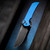 Pro-Tech Mordax Button Lock Flipper Solid Blue Handle DLC Magnacut Blade MX103-LTDBLUE