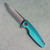 Holt Bladeworks Morpheus Inset Lock Teal/Blurple Ridge Pattern Titanium Handle Hugin Damasteel Blade (Consignment)