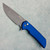 Pro-Tech Mordax Button Lock Flipper Frag Blue Handle Acidwash CPM-20CV Blade ME.MORDAX.2 (Consignment)