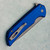 Pro-Tech Mordax Button Lock Flipper Frag Blue Handle Acidwash CPM-20CV Blade ME.MORDAX.2 (Consignment) Clip Side