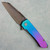 MachineWise Mojave Frame Lock Flipper Titanium Aqua/Purple Fade Grenade Texture Handle DLC S90V Blade