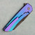 MachineWise Mojave Frame Lock Flipper Titanium Purple/Aqua Fade Turtle Texture Handle DLC S90V Blade Clip Side
