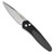 Pro-Tech Newport Black Handle w/ Carbon Fiber Stonewash Blade 3415