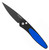 Pro-Tech Newport Black Handle Blue G-10 Inlay Black Blade American Edge Logo Etch 3442-BLUE