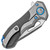 Marfione Custom Protocol Frame Lock Titanium Handle w/ Carbon Fiber Inlays Two Tone Stonewash Blade Blue Ti Hardware