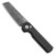 Arcform Slimfoot Auto Solid Black Handle Damascus Blade Pearl Button