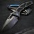 Heretic Knives Medusa Auto Tanto DLC Titanium Handle w/ Ray Skin Inlays Battleworn DLC Blade Blue Ti Hardware Iconoclast Series H011-6A-TI/RAY