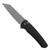 Pro-Tech Malibu Button Lock Flipper Reverse Tanto Textured Black Handle Stonewash Blade 5205