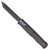 Heretic Knives Cleric II T/E Black Handle w/ Carbon Fiber Top Cover/Inlay Blue Ti Accents DLC Blade H019-6A-CF/BLU