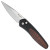 Pro-Tech Newport Black Handle w/ Snake Wood Inlay Stonewash Blade Mosaic Button 3427-SW