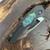 Heretic Knives Custom Pariah Manual S/E Carbon Fiber Handle w/ Abalone Inlays Vegas Forge Wood Grain San Mai Damascus Blade