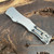 Heretic Knives Custom Hydra Prototype OTF Auto Recurve Royalloy Stainless Steel Handle w/ Flamed Ti Charging Handle Hand Compound Ground Mirror Polish Elmax Blade Flamed Ti Hardware