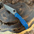 Spyderco Sprint Run Stretch 2XL Lightweight Lock Back Blue Nishijin Glass Fiber Handle Damascus Standard Blade C258GFBLP