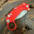 Reate Knives EXO-K Button Lock Karambit Gravity Knife Red Handle Stonewash Blade w/ Trainer