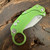 Reate Knives EXO-K Button Lock Karambit Gravity Knife Green Aluminum Handle Stonewash Blade w/ Trainer